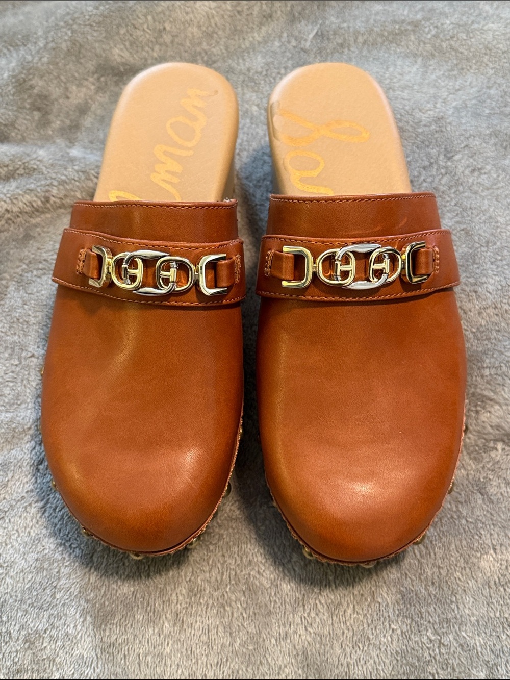 Sam Edelman Cognac Colored Clogs / Mules NWOT - Picture 2 of 9